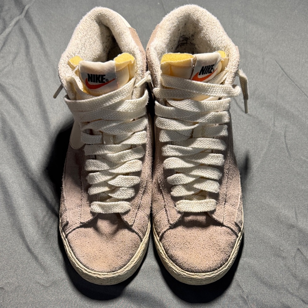 Nike Women's Suede Sneakers - Beige and Off-White - Picture 3 of 7
